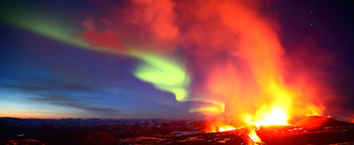 Iceland Volcano Meets Aurora Borealis. Something Awesome Happens