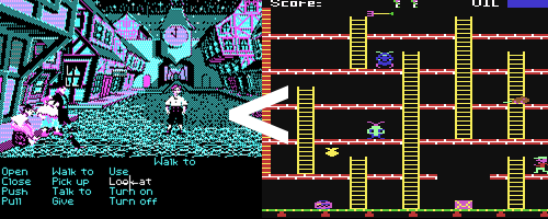 CGA Monkey Island on the left, BBC Felix in the Factory on the right. You decide which looks better.